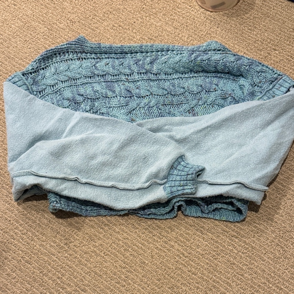 Blue Cable Knit Sweater FREE PEOPLE